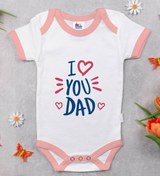 Resim Bitmeyen Kartuş Bk Kids I Love You Dad Tasarımlı Pembe Bebek Body Zıbın-1 