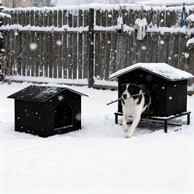 Resim Büyük Boy Dış Mekan Yalıtımlı Kedi & Köpek Evi - Kışlık Sıcak Yükseltilmiş Barınak, Perdeli Tavan, Çoklu Hayvan Kapasiteli (Kediler/Köpekler), Sağlam Fermuarlı Kapı & Sağlam Taban - Montaj Gerektirmeyen Katlanmaz Evcil Hayvan Barınağı, Sokak Hayvanları veya Kullanım İçin 