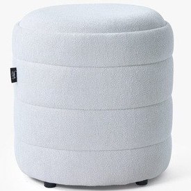 Resim Lüks Cnc Çizgili Yuvarlak Puf Makyaj Masası Pufu Dekoratif Ayak Uzatma Kırık Beyaz Model Kırık Beyaz 