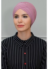 Resim Hürrem Bone Gül Kurusu Pratik Hazır Geçmeli Tesettür Bone Sandy Kumaş Üç Çapr Gülkurusu 