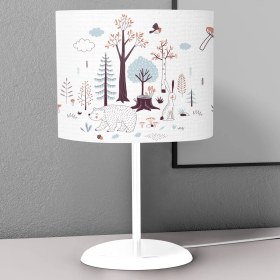 Resim instababyrooms Ormandaki Canlılar Desenli Çocuk Odası Dijital Baskılı Çocuk Odası Masaüstü Abajur Avize 