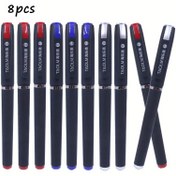 Resim 8 adet 0.5/0.7/1.0mm Mermi Uçlu Yüksek Kapasiteli Jel Kalem, Canlı Renkli Tükenmez Kalem, Pürüzsüz Yazım Deneyimi, Öğrenciler, Öğretmenler ve Çalışan Profesyoneller için Mükemmel (Siyah / Mavi / Kırmızı) 