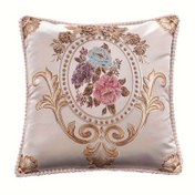 Resim 1 adet, Vintage Nakış Gül Desenli 18.8 inç Jakar Kare Atma Yastık Kılıfı, Dekoratif Tek Taraflı Yastık Kılıfı, Şık Ev & Oturma Odası Aksesuarı, Yatak Odası & Araba Dekorasyonu (Yastık İçi Dahil Değildir) 