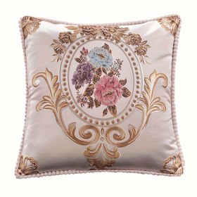 Resim 1 adet, Vintage Nakış Gül Desenli 18.8 inç Jakar Kare Atma Yastık Kılıfı, Dekoratif Tek Taraflı Yastık Kılıfı, Şık Ev & Oturma Odası Aksesuarı, Yatak Odası & Araba Dekorasyonu (Yastık İçi Dahil Değildir) 