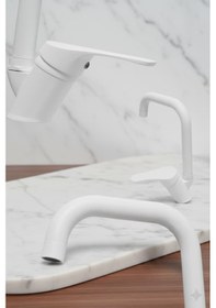 Resim 55-12 Mutfak Bataryası Köşe Borulu Eviye Musluğu Musluk Armatür Siyah Krom Gold Beyaz Renkler Beyaz 