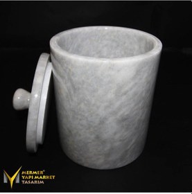 Resim Gri Mermer Çöp Kovası 