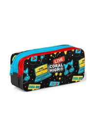Resim Coral High Kids Siyah Mavi Gamer Desenli İki Bölmeli Kalem Çantası 12092 