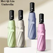 Resim MEI QI LIN 8-Rib Otomatik Rüzgar Geçirmez Şemsiye - Dayanıklı 3 Katlı Tasarım, Sevimli ve Şık, Erkekler ve Kadınlar için Unisex, Ergonomik Sap ile Kompakt Açık, Yağmur veya Güneş için Hafif ve Taşınabilir, Rüzgar Geçirmez Şemsiye, Her Gün Yağmur Koruma, Kompakt Şemsiye, Sağlam Sap Şemsiye 