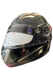 Resim CRN MOTORSİKLET KASKI CRN PARLAK SİYAH - GRİ KASK ÇENE AÇILIR-TAM KASK VİZÖRLÜ VE İNTERCOM TAKMA YUVALI 
