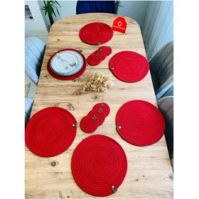 Resim Jütex Home Jüt Hasır Amerikan Servis Supla ve Bardak Altı 12 Parça 