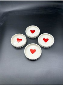 Resim 4'lü Kalpli Tırtıklı Sosluk Lokumluk Reçellik Çerezlik 