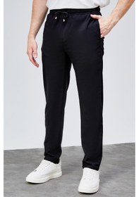 Resim HLT Jeans Erkek Siyah Relaxed Fit Yandan Cepli Beli Lastikli Bağcıklı Duble Paça Jogger Pantolon Bolt-1996 Siyah 
