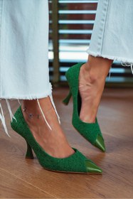 Resim Alissa Çimen Yeşili Burun Yeşil Mat Detay Kadın Stiletto 