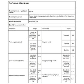 Resim Bosch WDU28561TR 1400 Devir 10 KG + 6 KG Kurutmalı Çamaşır Makinesi 