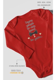 Resim Morivokids Dayıya Özel Uzun Kollu Bebek Body %100 Pamuk Kırmızı 