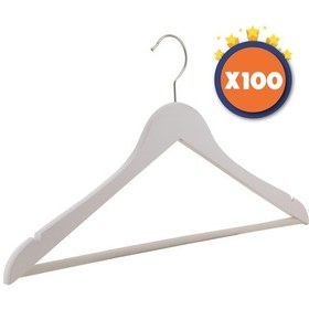 Resim Nyn Ahşap Askı Şık Barlı Elbise Pantolon Askısı Beyaz Renk 100 Ad Beyaz 