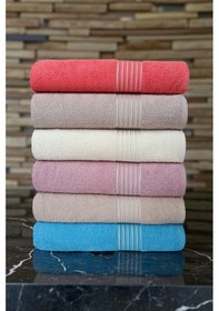 Resim 90x150 Cm Büyük Boy Banyo Havlusu 6 Lı Renkli 