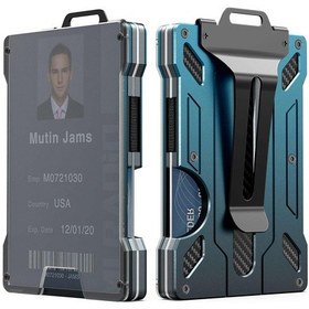 Resim Uyumlu Bııgell Kb001 Rfıd Engelleme Metal Kart Tutucu Kredi Kartı Saklama Kutusu Ve Para Klipsi Special Gift Degrade Mavi 