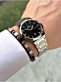 Resim Bentini Takvimli Erkek Kol Saati – Çelik Kordon, Su Geçirmez, 2 Yıl Garantili, Hediye Bileklik 