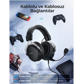 Resim MPOW Air Iı Çıkabilen Mikrofonlu Kablo Üzeri Kontrollü Surround Oyuncu Kulaklığı Pc/ps4/xbox One/swi 