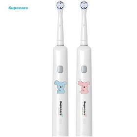 Resim Supecare Elektrikli Diş Fırçası Çocuklar için 1 Yedek Fırça Kafası USB Şarj Edilebilir Çocuk Dönen Titreşim Diş Temizleme 