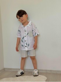 Resim Asortik Kids amuklu Erkek Çocuk Kısa Kollu Gömlek ve Rahat Kesim Jean Şort 2'li Set-JLB-137 