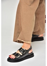 Resim Fox Shoesp540032803 Siyah Hakiki Deri Kadın Sandalet Siyah 