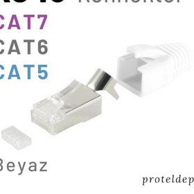 Resim Irenis RJ45 FTP Konnektör, Cat7, Cat6 Kablo uyumlu, Beyaz 