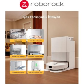 Resim Roborock 18500PA Robot Vacuum Qrevo C Pro Çift Döner Paspas Engel Algılama Sıcak Su Istasyonlu 5200MAH Süpürme Silme Beyaz 