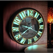 Resim Siyah Gold Yeşil Fosforlu Salon Ofis Otel Duvar Saati 40 Cm 