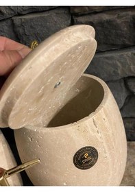 Resim Light Traverten Doğal Taş Aksesuarlı Oval 7,li Banyo Seti Yeni Beyaz 