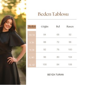 Resim BEYZATURAN Velora kısa kol kloş etek bisiklet yaka siyah elbise/abiye 