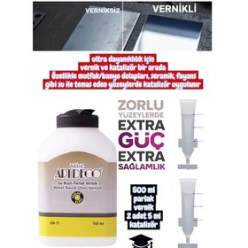 Resim 500 Ml Parlak Vernik 2 Adet 5 Ml Katalizör Islak Zemin Vb Zor Tutunan Yüzeylerde Ekstra Dayanıklılık 