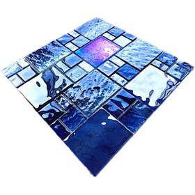 Resim MozaiKristaL Banyo, Havuz ve tüm yüzeyler için Desenli Mavi 30x30cm. Fileli Kristal Cam Mozaik. 