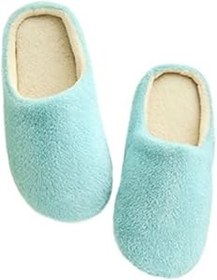 Resim VALICLUD 2adet Kadın Ve Erkekler İçin Yumuşak Tabanlı Peluş Ev Terliği Beden Mavi Kaymaz Konforlu Ve Sessiz Kullanım 