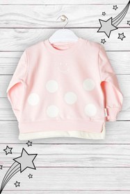 Resim Puan Smile Baskılı Pembe Kız Bebek Pijama Takımı 
