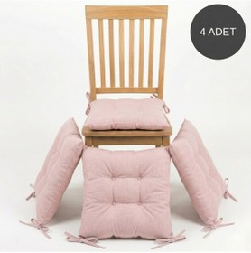 Resim 4 Adet - 40x40 Cm Lüks Süet Dokulu Gül Kurusu Sandalye Minderi - %100 Silikon Elyaf Dolgulu Yıkanabilir Minder 