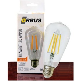Resim Orbus Orb-Stc6W 6W Saeı Işık E27 St64 600Lm 15.000 Saat Fılament 