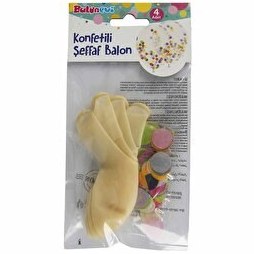 Resim Şeffaf Konfetili Balon 4'lü 