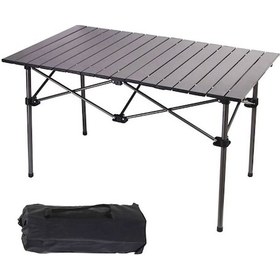 Resim Sportaj Taşınabilir Kamp Masası Alüminyum Gövde Kolay Kurulum 120x55x50cm Siyah 