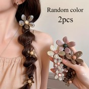 Resim Kadınlar için Vintage Zarif Çiçekli Kabarcık Braided Saç Tokası - Şık Spiral Elastik At Kuyruğu Tutucu, Reçine Çiçek Detayları ile İdeal Sevgililer Günü Hediyesi, Romantik Hediye | Vintage Çiçek Tasarımı | Yumuşak Dokulu, At Kuyruğu Tutucu 
