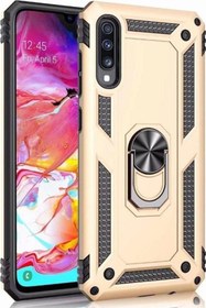 Resim Samsung Galaxy A50 Kapak Yüzüklü Stantlı Panzer Tank Kılıf - Gold 