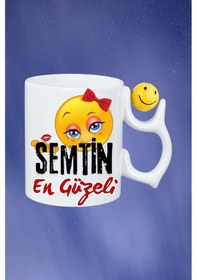 Resim Semtin Güzeli Baskılı Smile Emoji Toplu Kupa Bardak Çay Kahve Fincanı Beyaz 