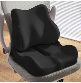 Resim Elmpaly Siyah Oturma Pedi + Bel Pedi Dahil 3 Renk Seçenekli Araba Koltuğu Ofis Sandalyesi Ve Tekerlekli Sandalye İçin Ergonomik Memory Köpük Yastık Altın 