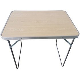 Resim Katlanır Kamp Masası 80x60 cm Plaj masası Bahçe Masası Ahşap - Gri 