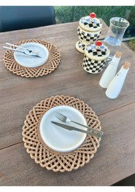 Resim 2'li Set Hasır Görünümlü Amerikan Servis-leke Tutmaz Natural 33 Cm Natural 