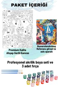 Resim Su'lepas Sayılarla Boyama Seti Numaralı Tuval Fırça Boya 40x50 Cm Evler Arası Manzara 