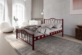 Resim Argimo Orkide Çift Kişilik Ferforje Metal Karyola - 150x200 / Bordo 