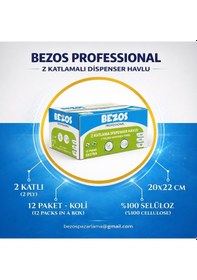 Resim Bezos Professional Z Katlamalı Dispenser Havlu 2 Katlı %100 Selüloz 20x22 Cm 12 Li Koli 