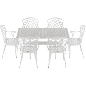 Resim İstanbul Dikdörtgen Masa 6 Lı Hitit Sandalye Beyaz 